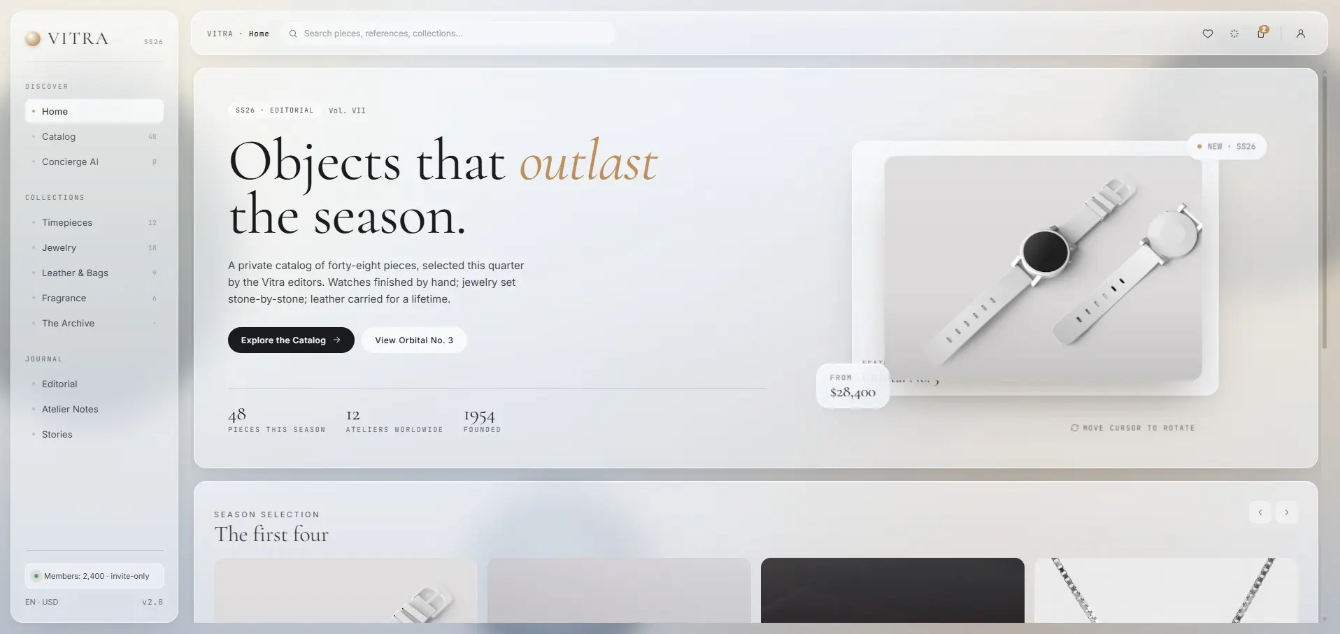 Ecommerce Glass - Tienda online premium con Stripe y Next.js